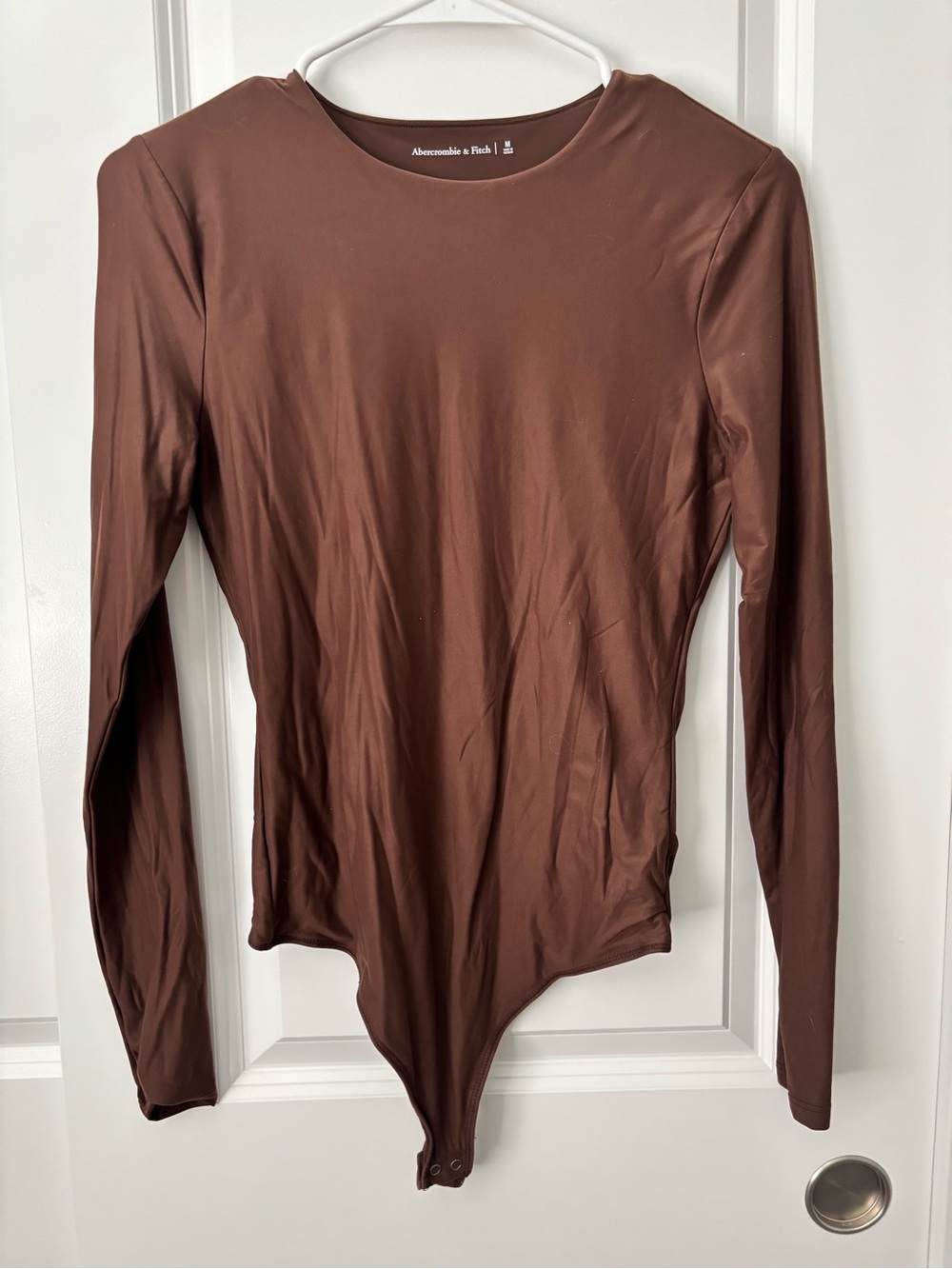 Abercrombie & Fitch Women's Chocolate Brown Long-Sleeve Bodysuit